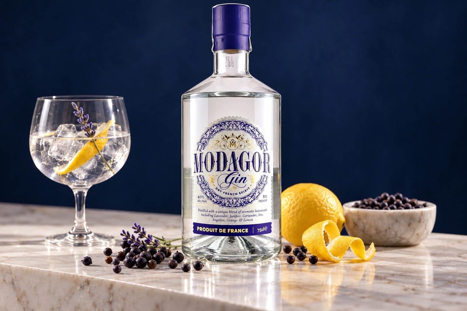 Modagor gin with juniper, citrus and a gin and tonic